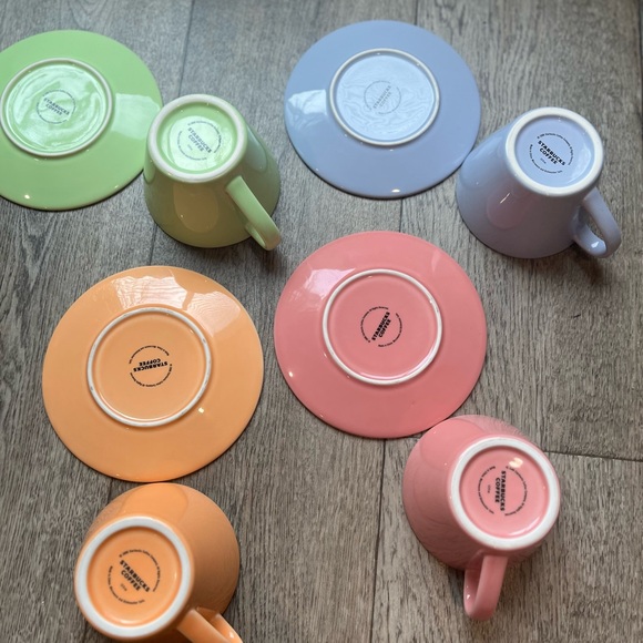 Starbucks Multicolor Polka Dot Mugs Set With Saucers - Picture 2 of 7